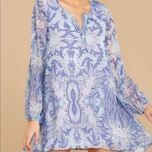 Go Out In Style Blue Multi Print Dress